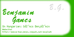 benjamin gancs business card